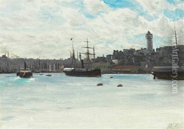 Harbour Scene From Beirut Oil Painting - Lev Felixovich Lagorio