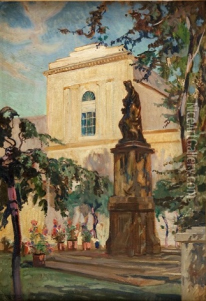 Figura Matki Boskiej Passawskiej Na Krakowskim Przedmiesciu Oil Painting - Henryk Szczyglinski