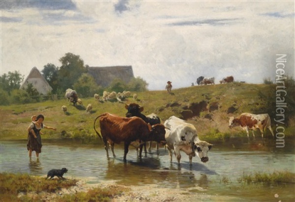 Ein Sommertag Am Land Oil Painting - Adolf Ernst Meissner