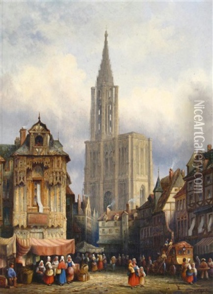 Nuremberg; Strasbourg (pair) Oil Painting - Henry Thomas Schafer