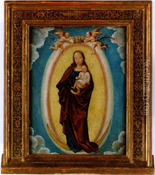 Maria Mit Dem Kind Und Zwei Engeln Im Strahlenkranz Oil Painting - Jan Provoost