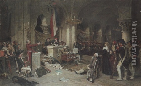 Le Proces Oil Painting - Georges Jules Auguste Cain