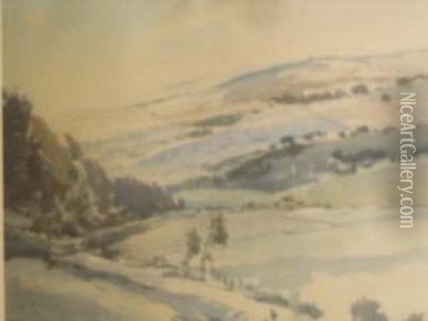 Wensleydale In The Snow Oil Painting - George Ii Graham