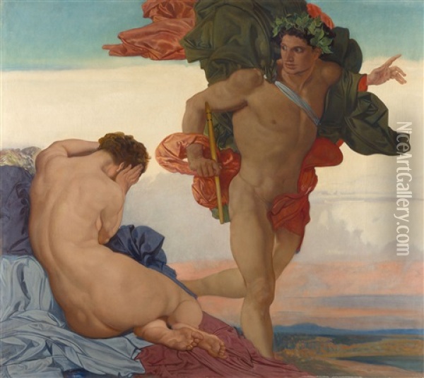 Bacchus Findet Ariadne (sommer) Oil Painting - Rudolf Jettmar
