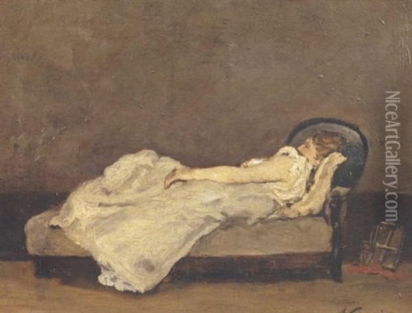 Femme Au Sofa Oil Painting - Paul Gauguin
