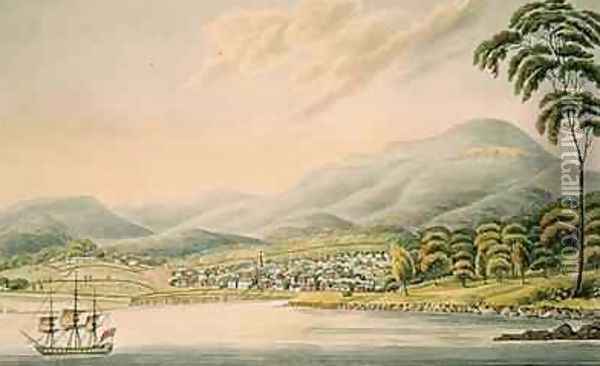 View of Hobart Town 1824 Oil Painting - Joseph Lycett