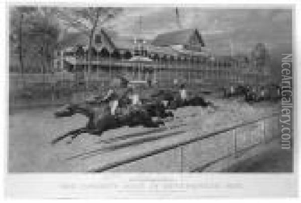 The Futurity Race At Sheepshead Bay. Oil Painting - Currier & Ives Publishers