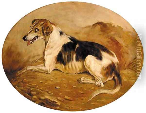 A dog in a landscape Oil Painting - George Banham