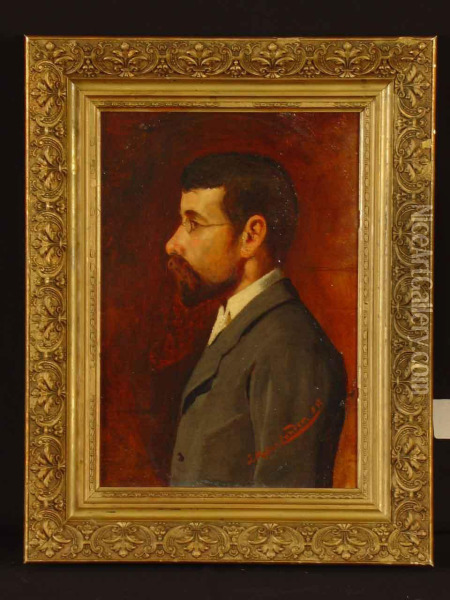 Profilbildnis Eines Herrn M. Bart Oil Painting - John St. Helier Lander