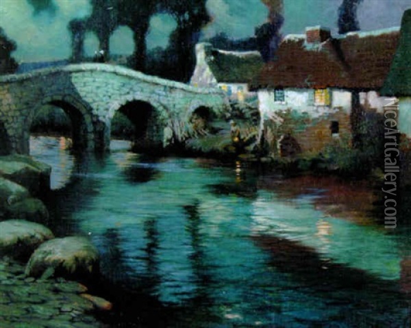 The Stone Bridge Oil Painting - George Ames Aldrich