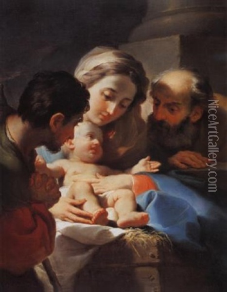 Sacra Famiglia Con Un Pastore Oil Painting - Ubaldo Gandolfi