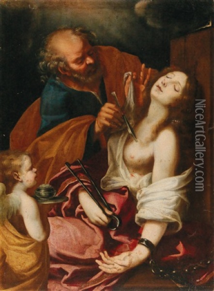 Saint Peter Healing Saint Agatha In The Dungeon Oil Painting - Giovanni Bilivert