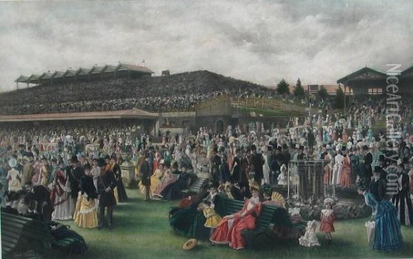The Lawn At Flemington On Melbourne Cup Day Oil Painting - Carl Kahler