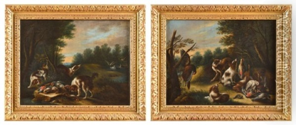 Chiens Et Gibier (pair) Oil Painting - Adriaen de Gryef