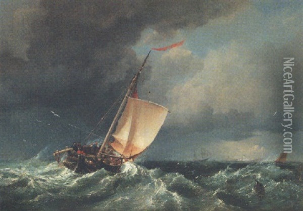 A Squall - Trouville Boats Making For Calais Oil Painting - Edward William Cooke