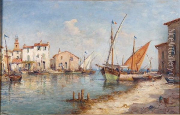 Martigues Provence, Sudliche Hafenszenerie Oil Painting - Henri Malfroy-Savigny