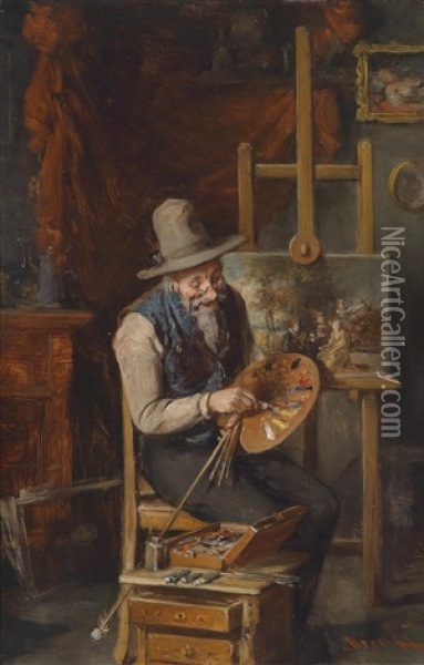 Der Kunstler An Der Staffelei Oil Painting - Hermann Kern