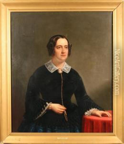 Portrait Of Frances Pierpont Raymond Hunt (1817-1866) Oil Painting - Frederick R. Spencer