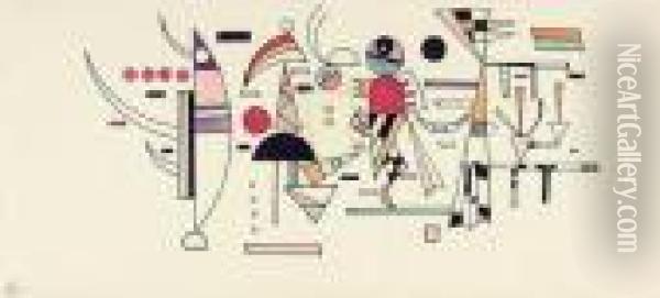 Entwurf Zu 'leicht Zusammen' Oil Painting - Wassily Kandinsky