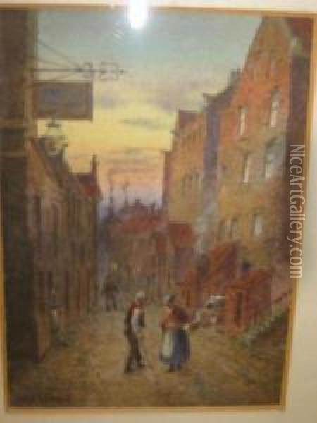 Street Scene With Figure Oil Painting - John Sowden