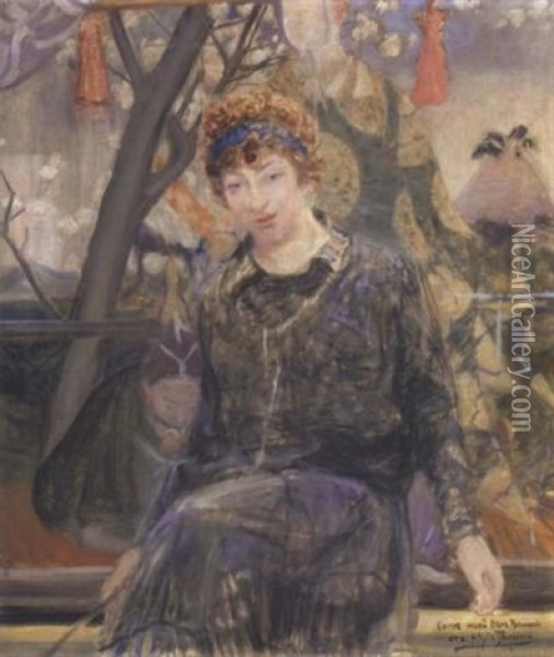 Portrait Of Vera Repina Oil Painting - Ilya Repin