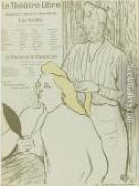 La Coiffure, Programme Du Theatre-libre (d. 14; A. 40; W. 15; Adr. 40) Oil Painting - Henri De Toulouse-Lautrec