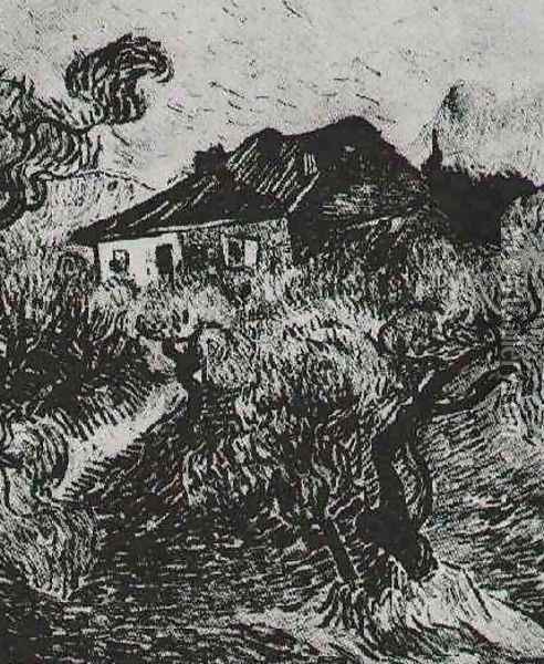 The White Cottage Among The Olive Trees Oil Painting - Vincent Van Gogh