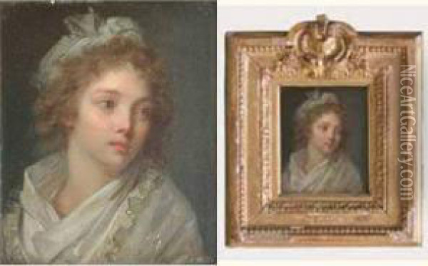 Portrait De Jeune Fille Oil Painting - Henri Pierre Danloux