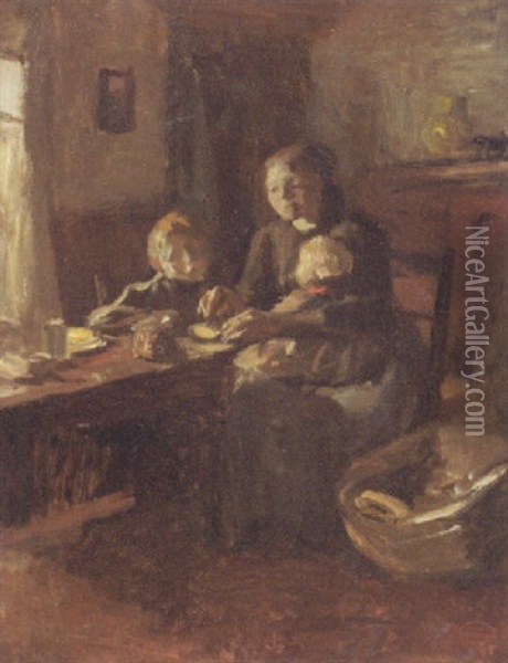 A Family Breakfast Oil Painting - Albert Johan (Jan) Neuhuys