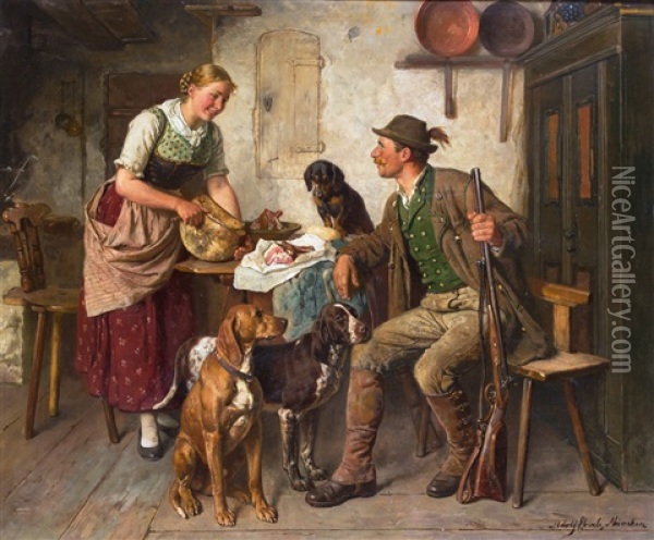 Jagdproviant Oil Painting - Adolf Eberle