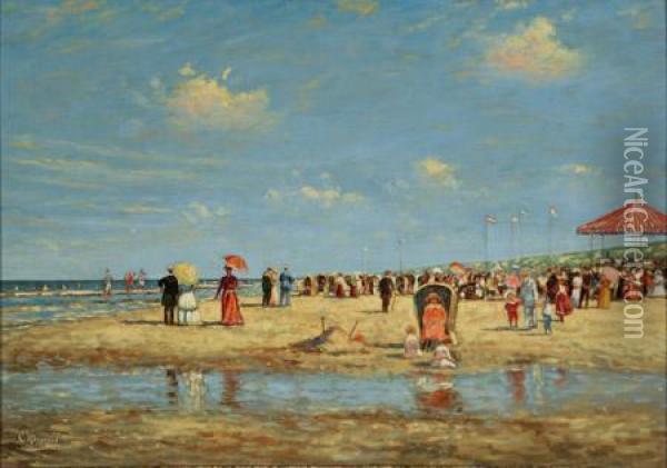 A Day At The Beach Oil Painting - Cornelis Koppenol