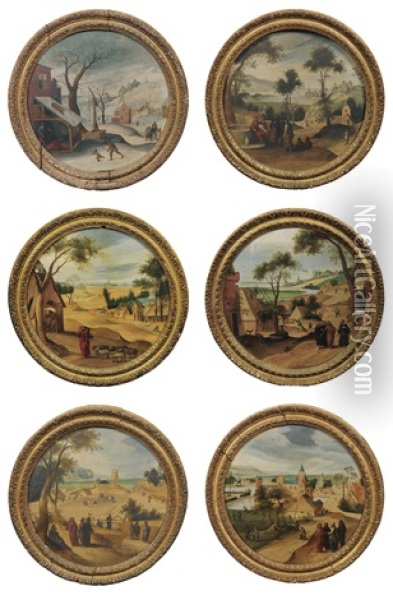Six Mois De L'annee : Janvier, Mai, Juin, Juillet, Aout Et Septembre Oil Painting - Abel Grimmer