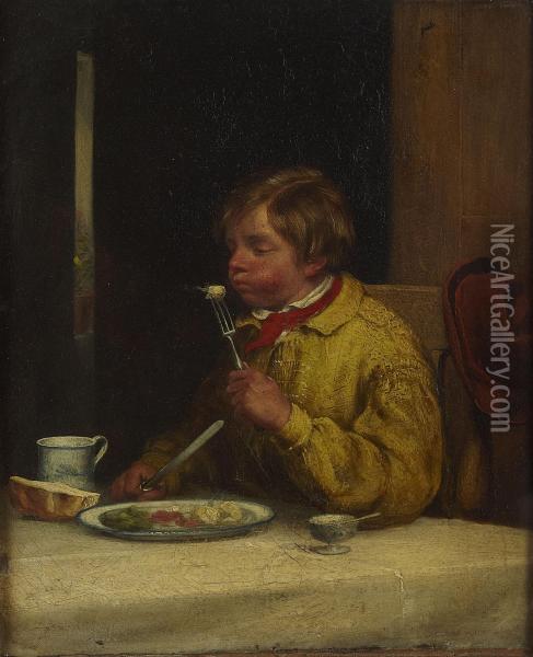 A Tasty Morsel Oil Painting - William Bromley