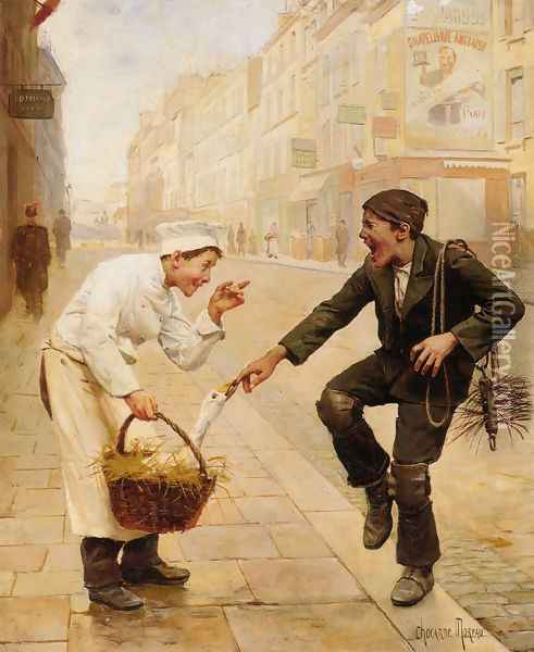 The Unexpected Surprise Oil Painting - Paul Charles Chocarne-Moreau