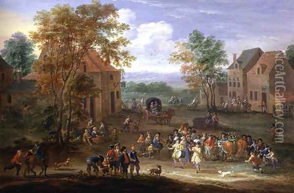 Festival in a Country Village Oil Painting - Mathys Schoevaerdts
