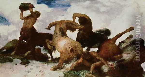 Battle of the Centaurs, 1873 Oil Painting - Arnold Bocklin