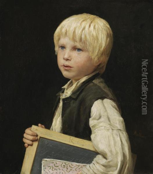 School Boy Oil Painting - Albert Anker