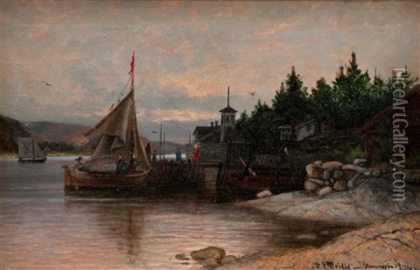 In The Harbour Oil Painting - Wilhelm Julius Weidif