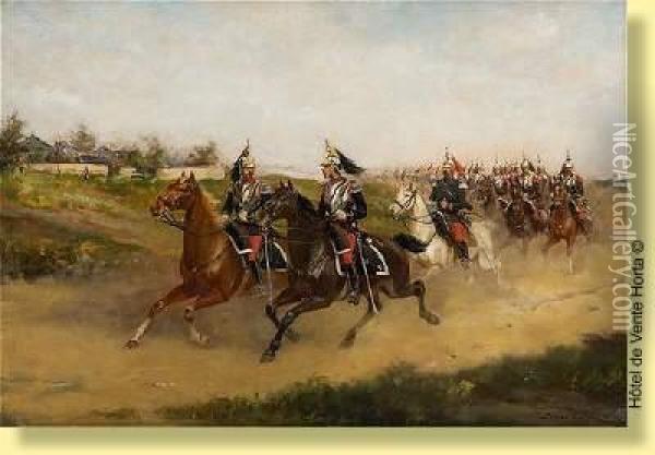 Depart De La Cavalerie Oil Painting - Paul Emile Leon Perboyre