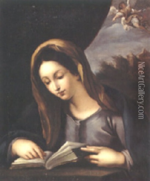 The Virgin Mary Reading A Book With The Angel Gabriel Before The Annunciation Oil Painting - Carlo Dolci