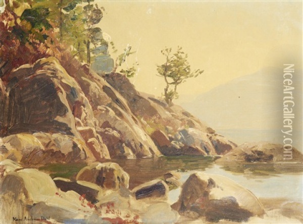 Rocky Cove Oil Painting - Hans Andreas Dahl