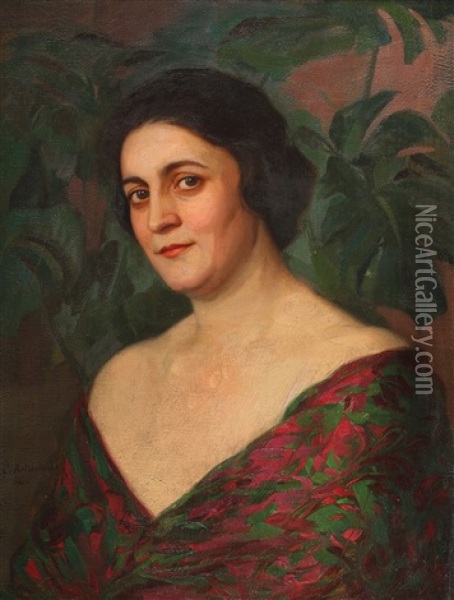 Portretul Mariei Hanciu Oil Painting - Constantin Artachino