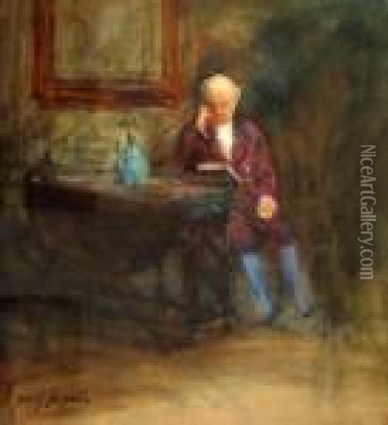 A Man Reading Oil Painting - Jozef Israels