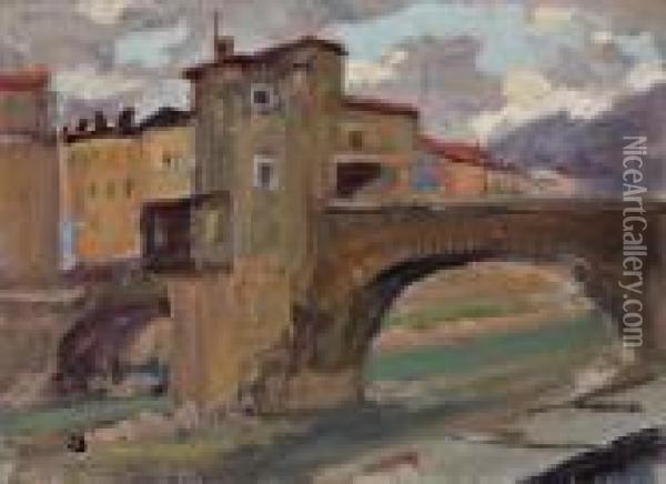 Sospel, Pont De Village Oil Painting - Lucien Hector Jonas