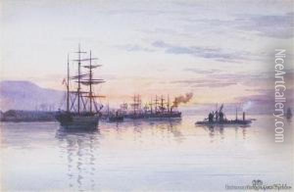 Port Of Lyttleton Oil Painting - William Menzies Gibb