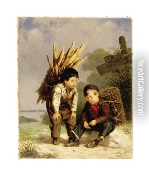 Two Boys Oil Painting - William Morgan