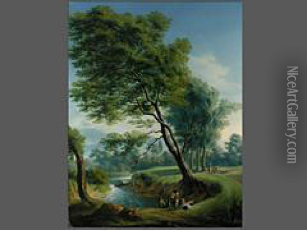 Angler Am Fluss Oil Painting - Jean Antoine Laurent