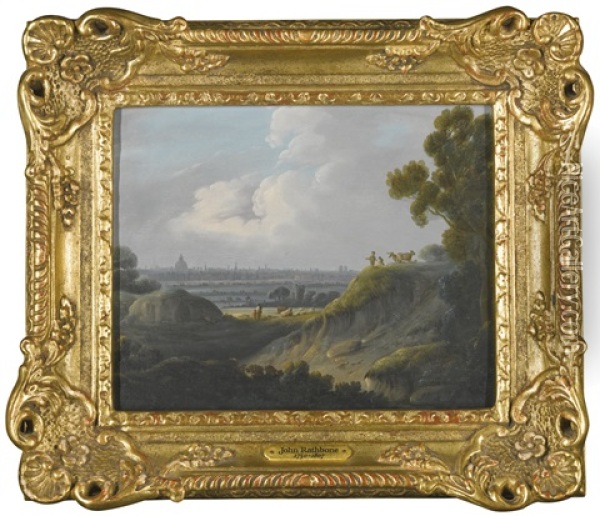 A Distant View Of London From Hampstead Oil Painting - John Rathbone