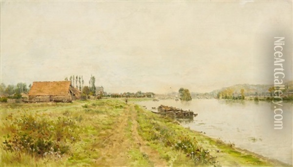 Landscape With The Seine Near Vernon Oil Painting - Mario Cornilleau Raoul Carl-Rosa