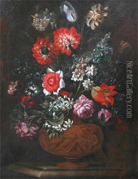 Still Life, Flowers Oil Painting - Mario Nuzzi Mario Dei Fiori